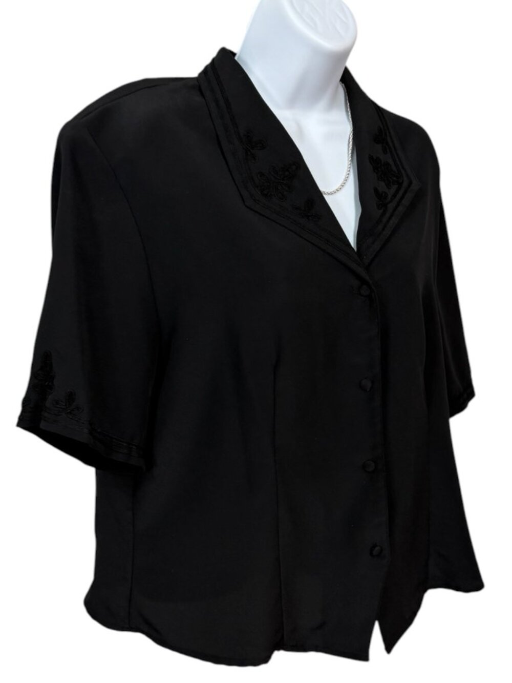 Vintage Laura Scott Blouse Women's 16 Embroidered Sailor Collar Top